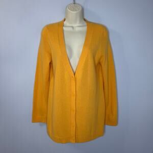 Isaac Mizrahi Live! Cashmere Button Front Cardigan V Neck Orange Women's S